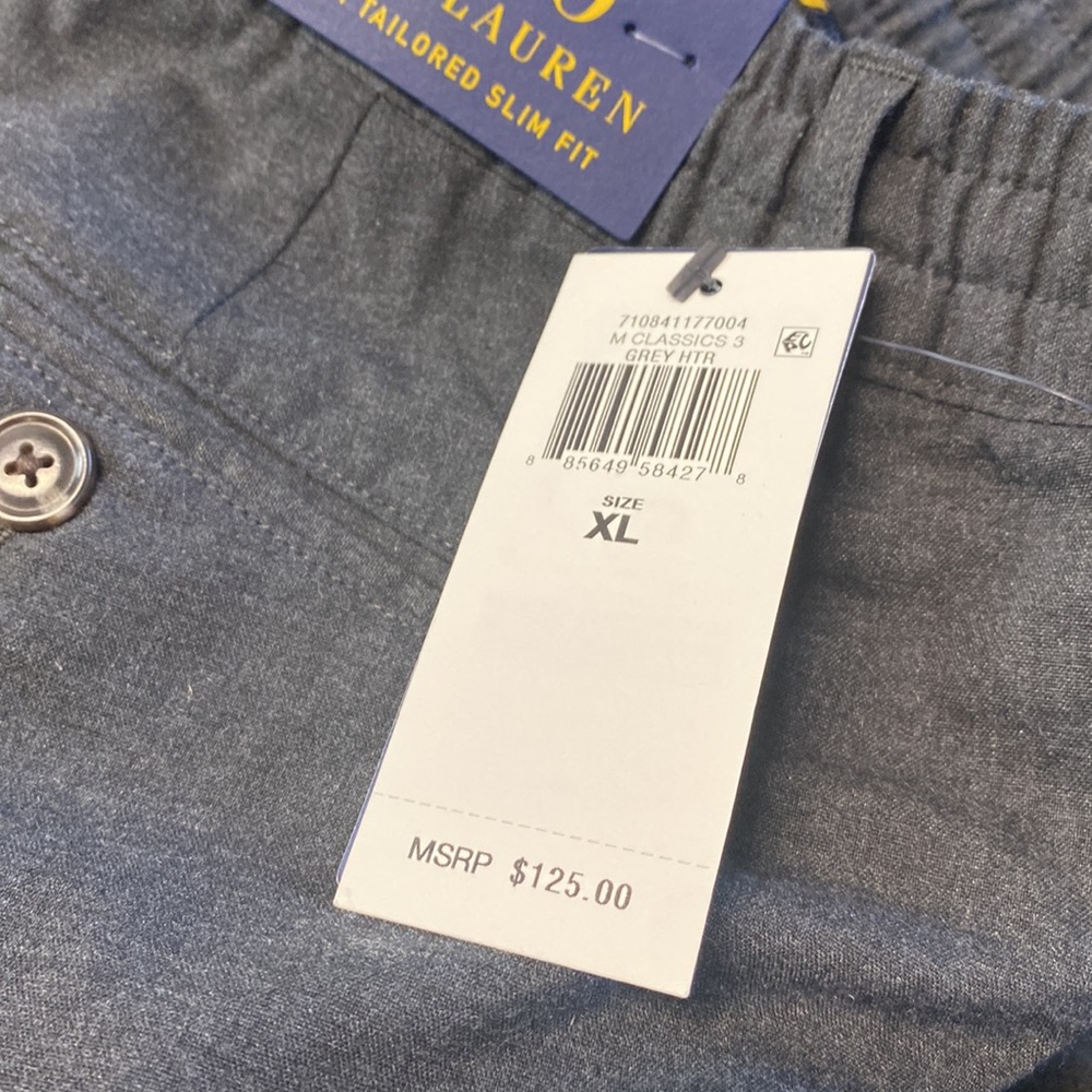 Polo Ralph Lauren Stretch Tailored Slim Fit Grey Elastic Waist Pants Men's XL - Picture 9 of 9